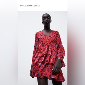 Zara - Ruffled Print Dress - Small